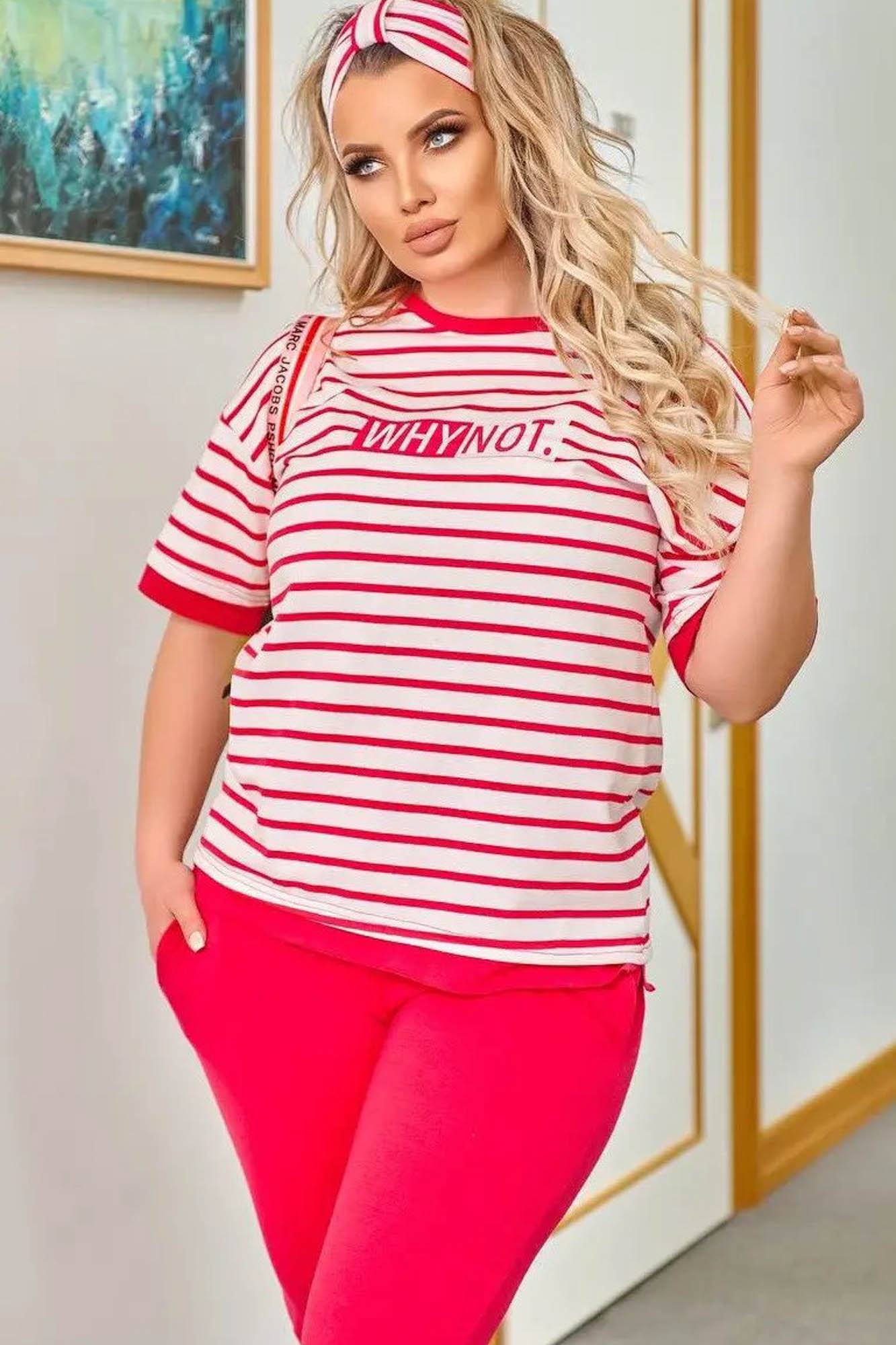 Dres damski w paski plus size DLACZEGO NIE 3803-23
