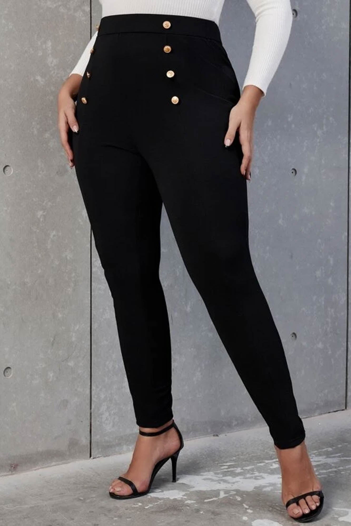 Spodnie damskie plus size z guzikami 6246