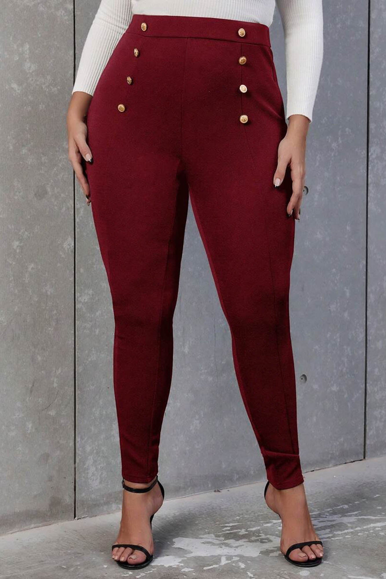 Spodnie damskie plus size z guzikami 6246