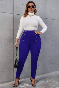 Spodnie damskie plus size z guzikami 6246