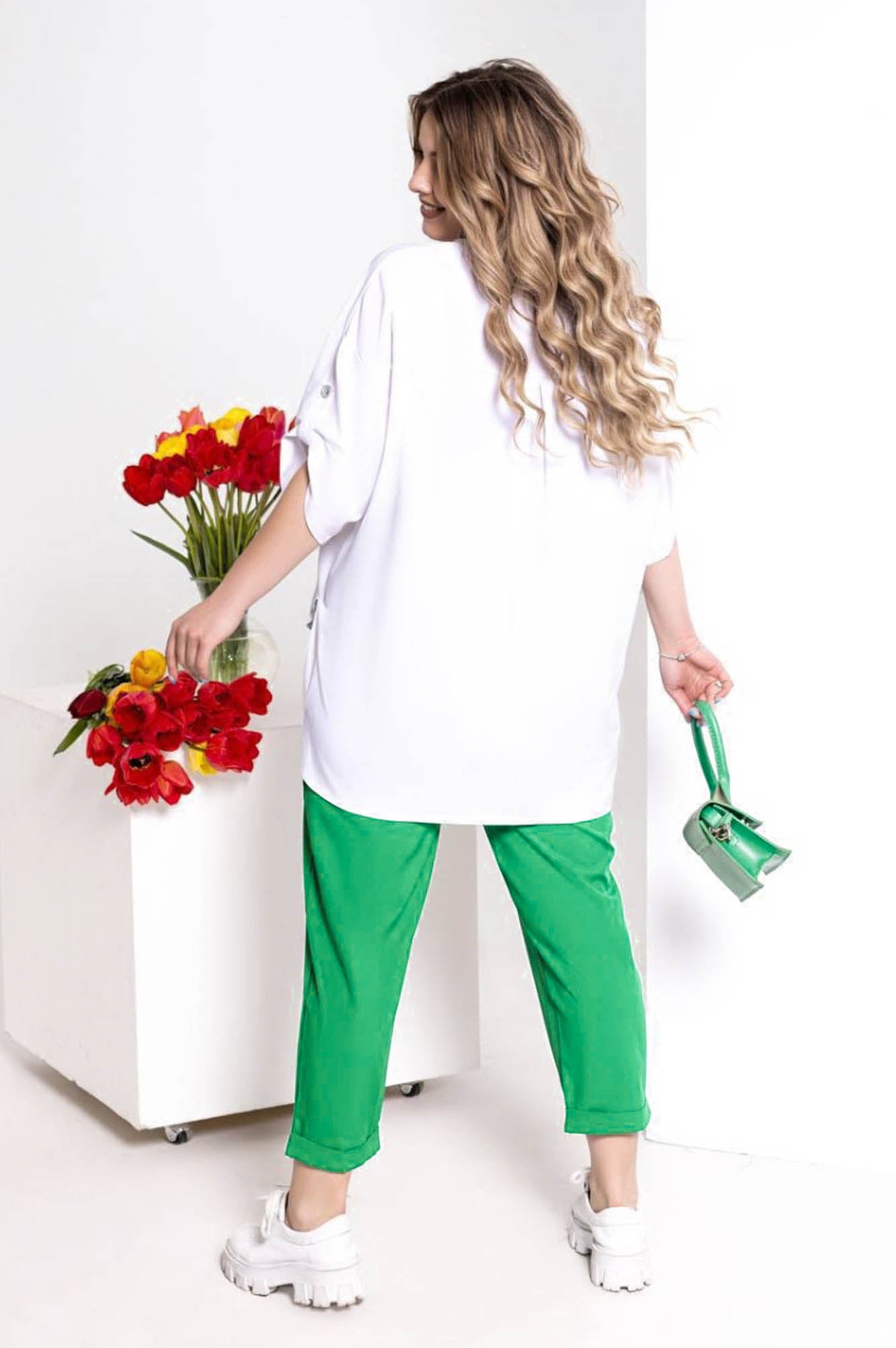Compleu pantaloni si bluza cu imprimeu 8104