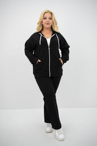 Dres damski plus size z zamkiem i kapturem 8139