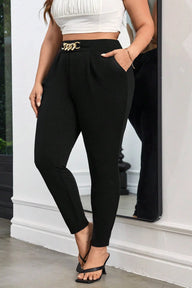 Spodnie damskie plus size z klamrą PTS003