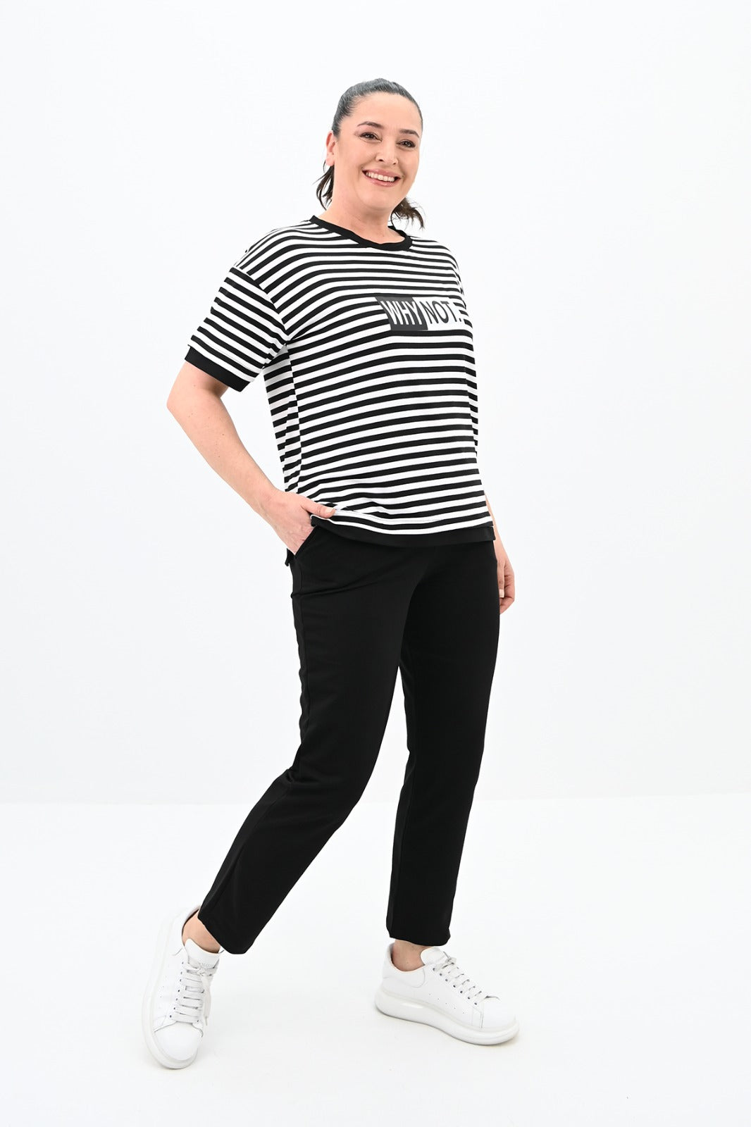Dres damski w paski plus size DLACZEGO NIE 3803-23