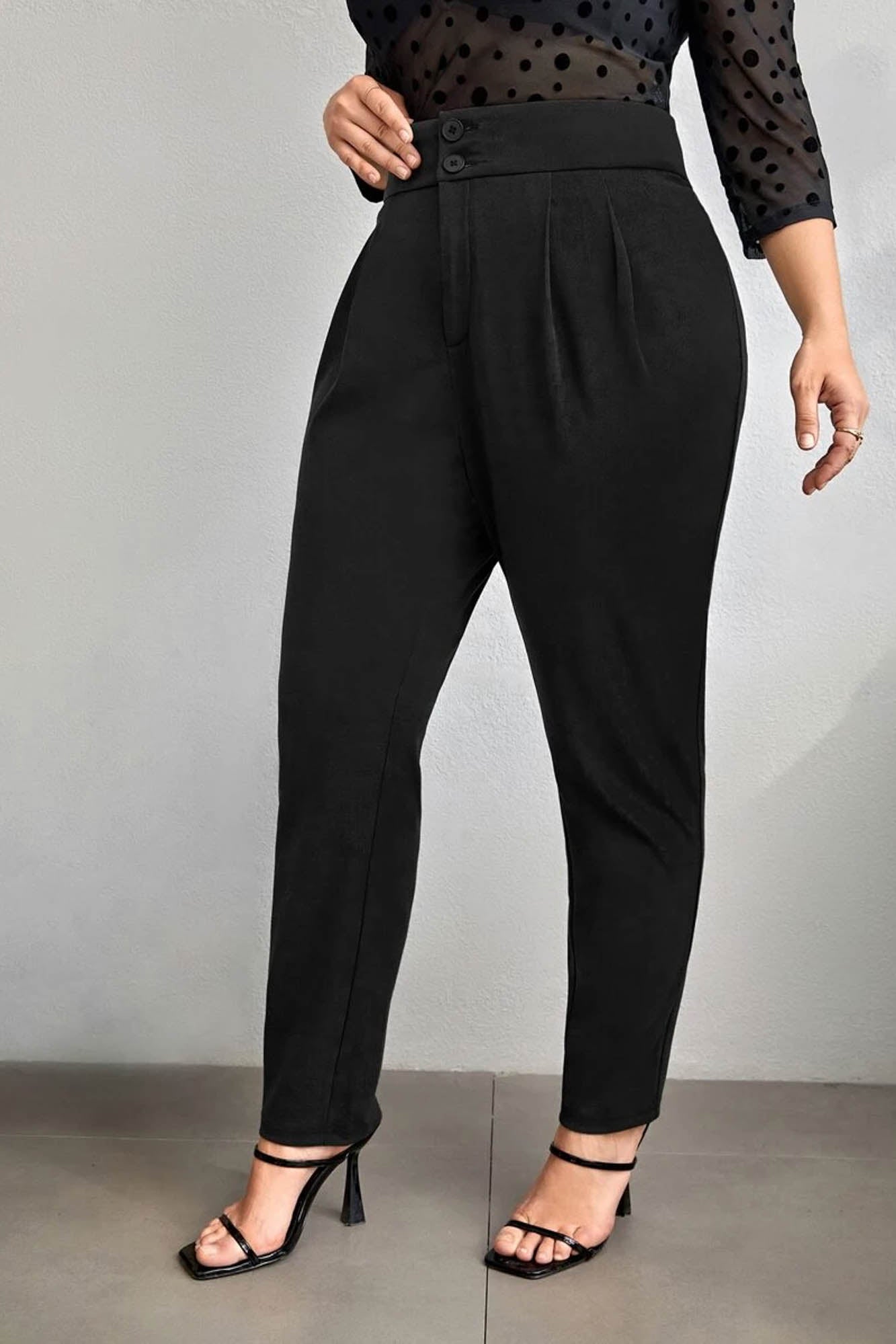 Spodnie damskie plus size z guzikami PTS002