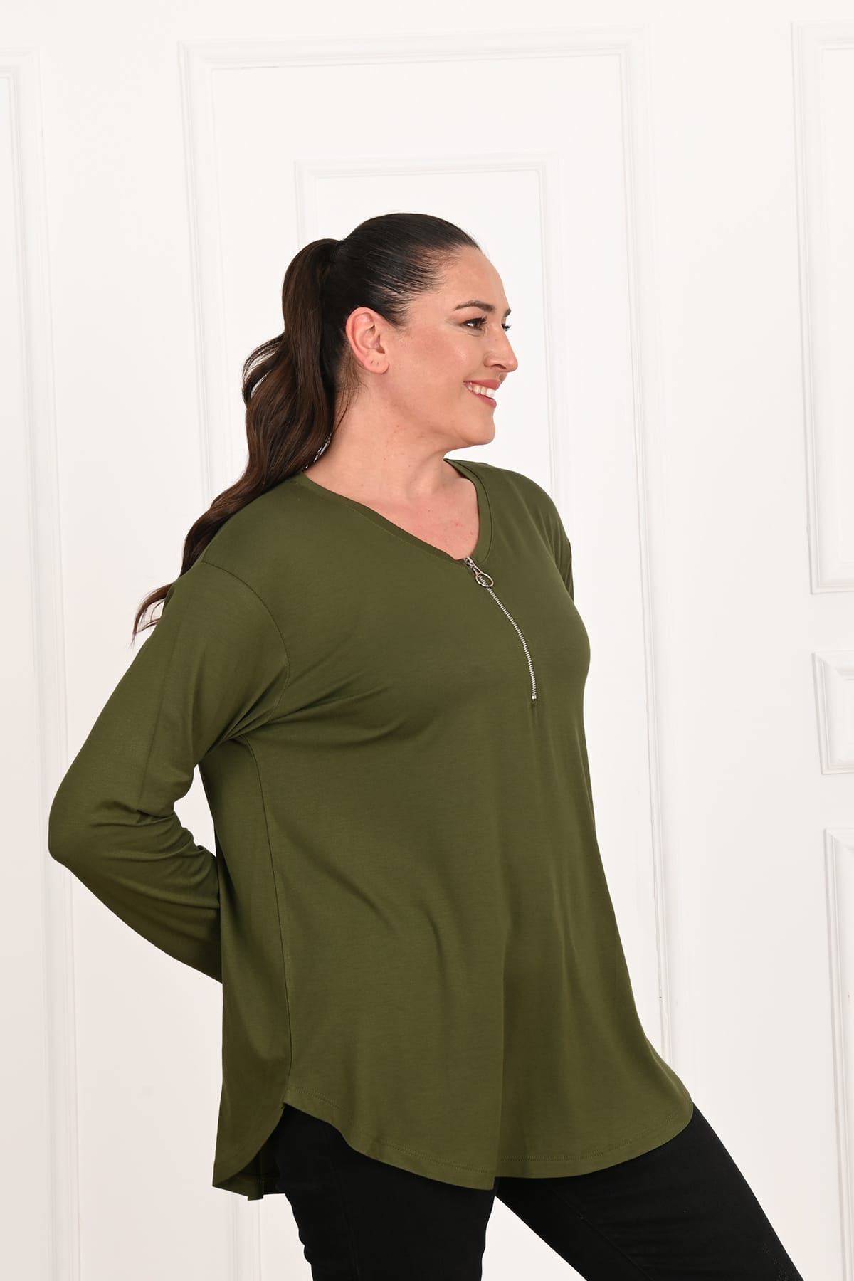 Bluzka damska plus size z zamkiem 1387-23