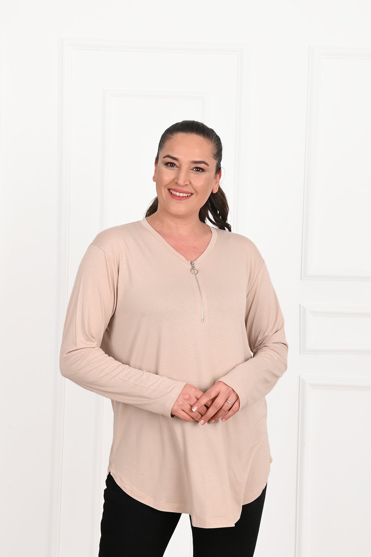 Bluzka damska plus size z zamkiem 1387-23