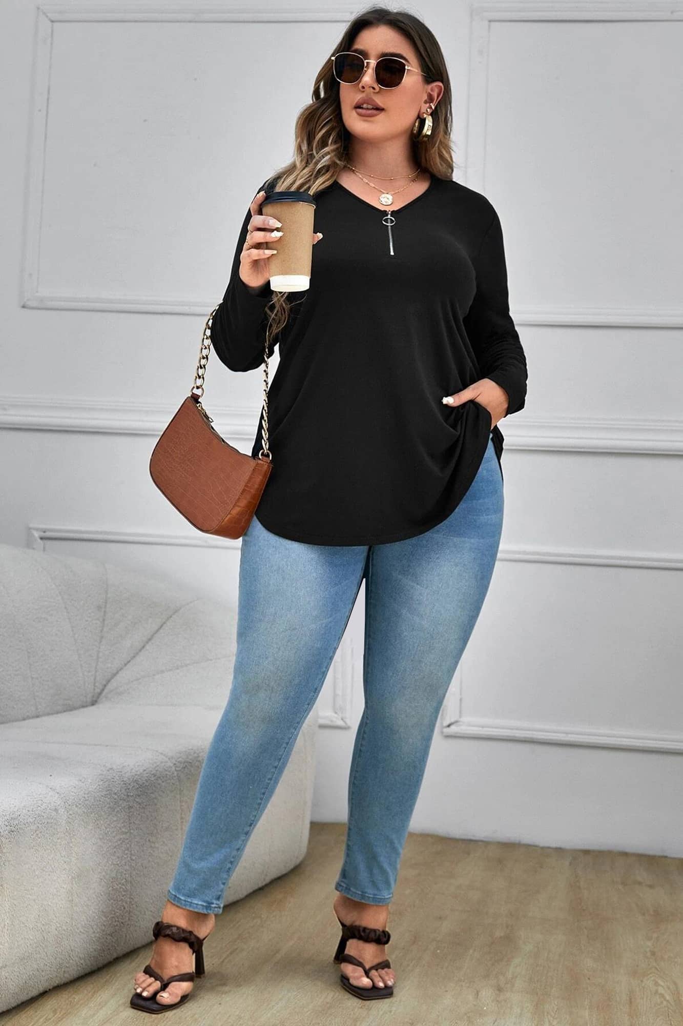 Bluzka damska plus size z zamkiem 1387-23