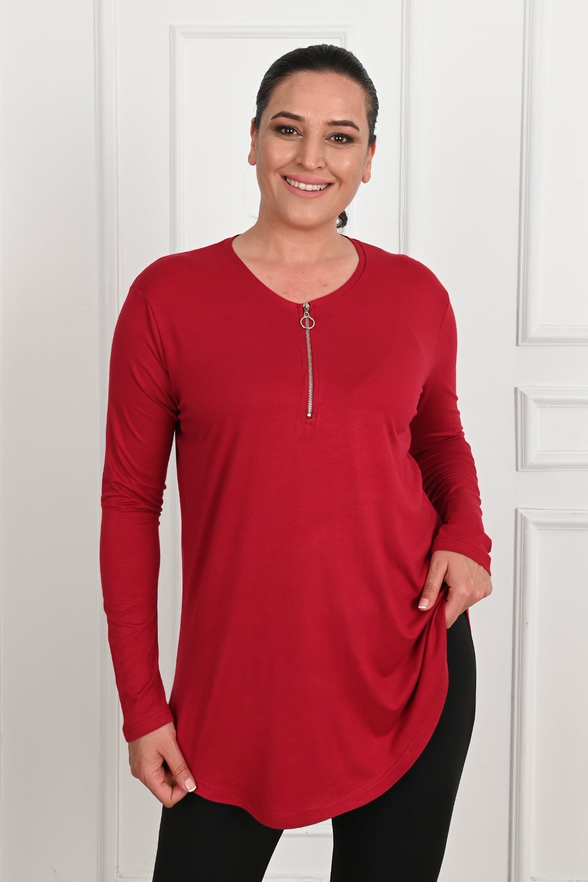 Bluzka damska plus size z zamkiem 1387-23