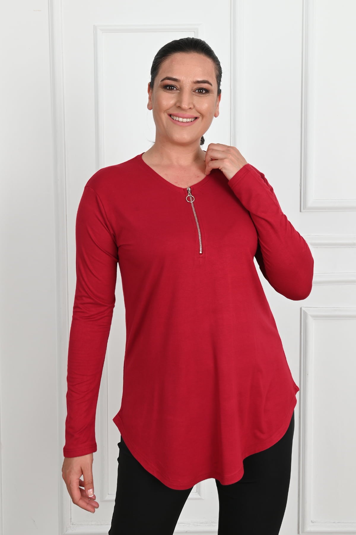 Bluzka damska plus size z zamkiem 1387-23