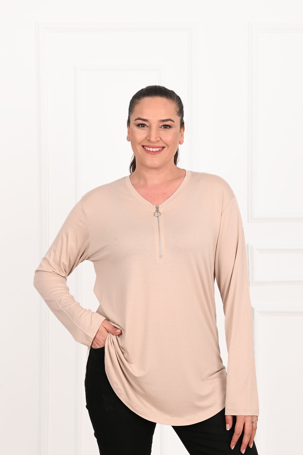 Bluzka damska plus size z zamkiem 1387-23