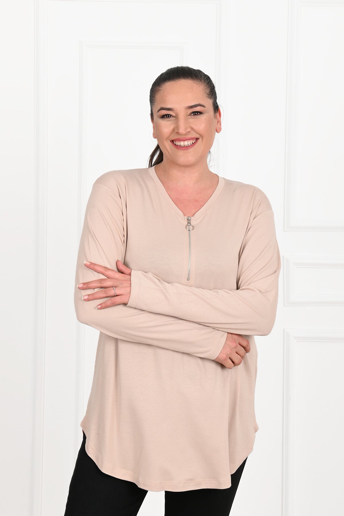 Bluzka damska plus size z zamkiem 1387-23