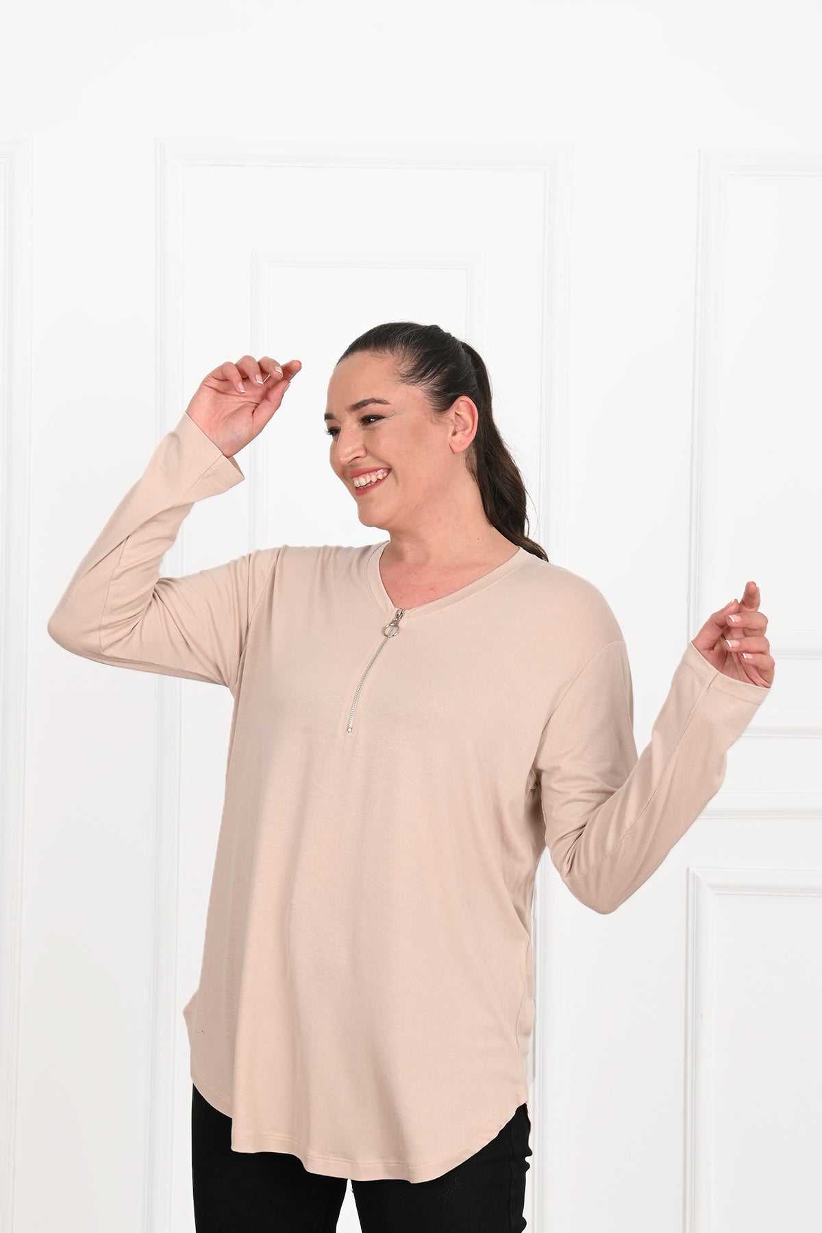 Bluzka damska plus size z zamkiem 1387-23