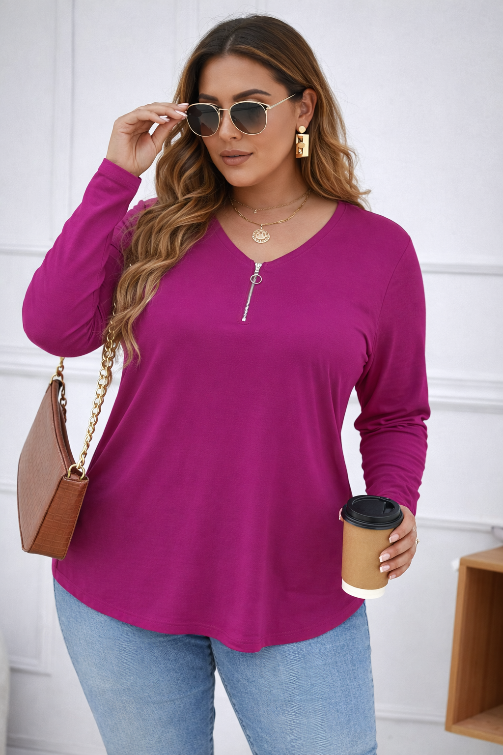 Bluzka damska plus size z zamkiem 1387-23