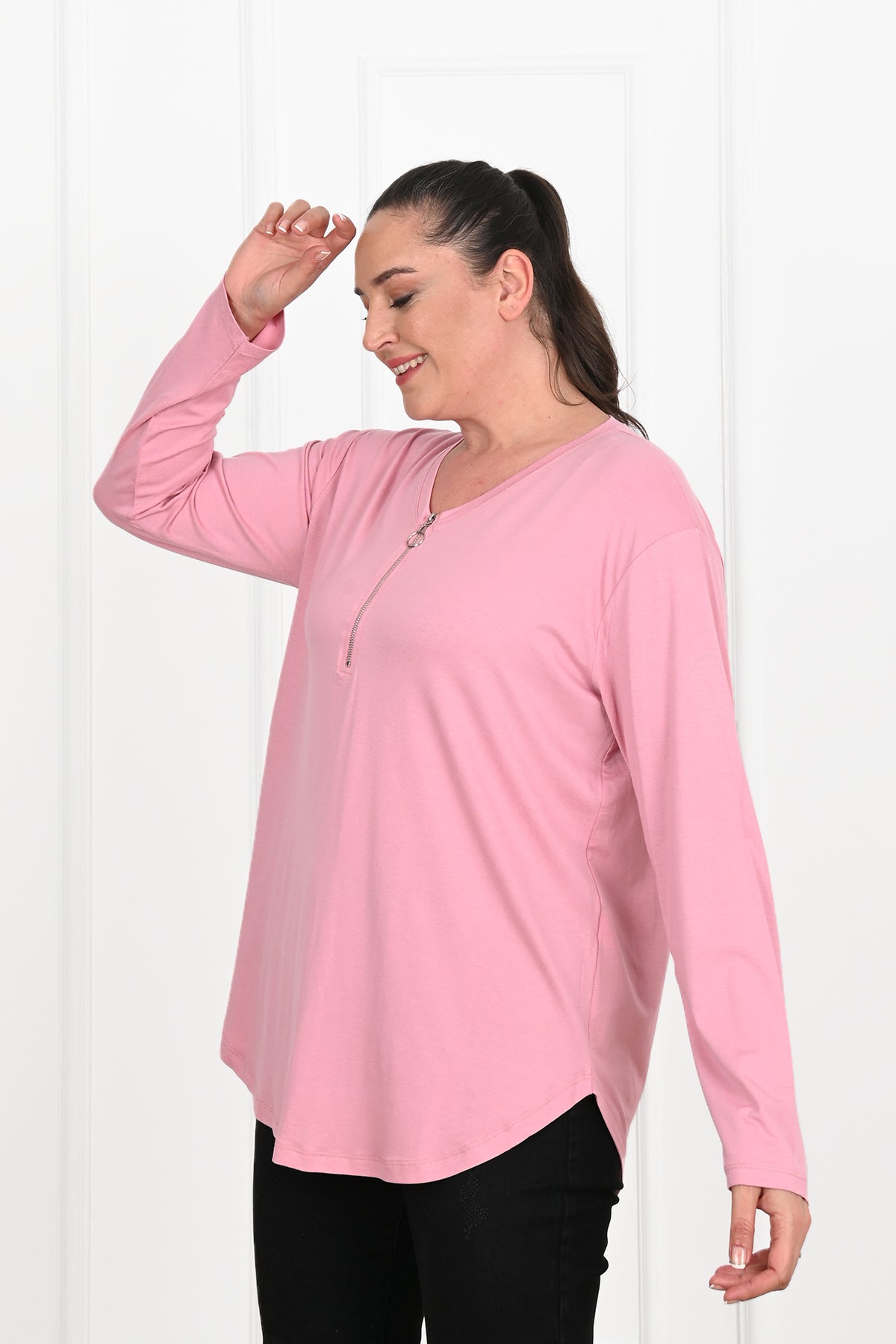 Bluzka damska plus size z zamkiem 1387-23