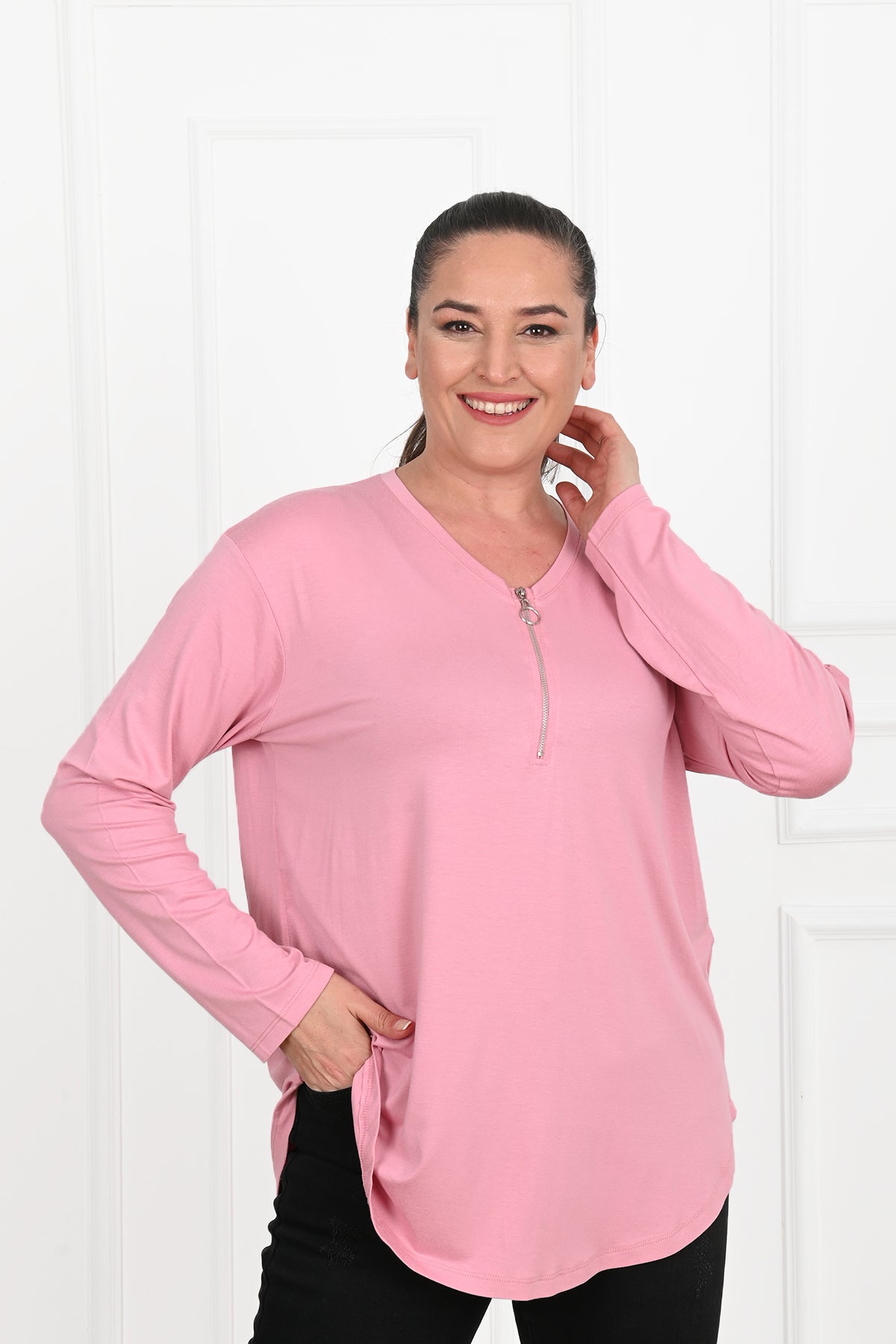 Bluzka damska plus size z zamkiem 1387-23