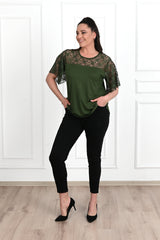 Koszulka damska plus size z koronką 1428-23