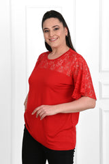 Koszulka damska plus size z koronką 1428-23