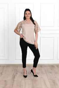Koszulka damska plus size z koronką 1428-23