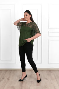 Koszulka damska plus size z koronką 1428-23