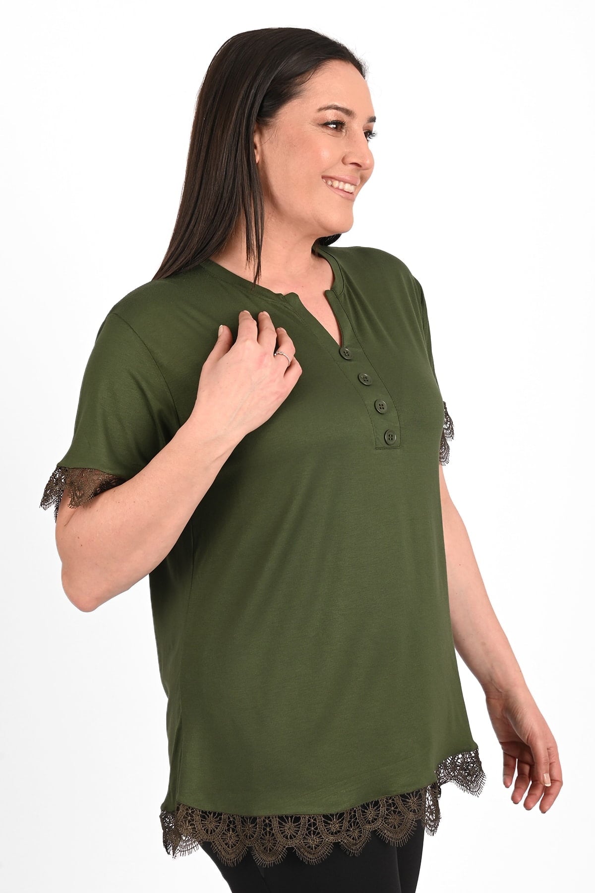 Koszulka damska plus size z koronką 1448-23