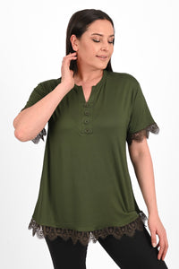 Koszulka damska plus size z koronką 1448-23