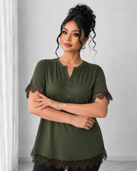 Koszulka damska plus size z koronką 1448-23