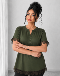 Koszulka damska plus size z koronką 1448-23