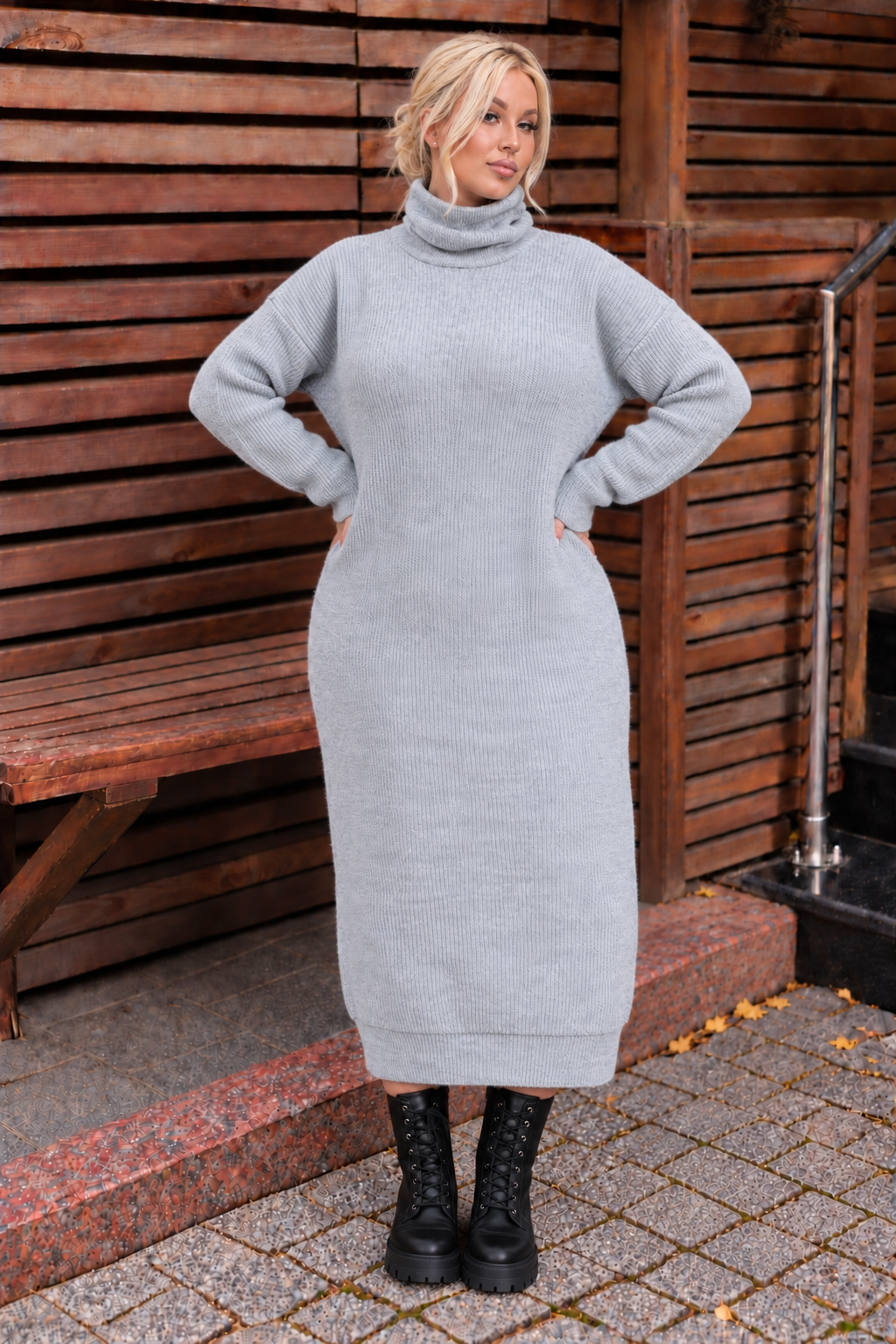 Rochie tricotata dama marimi mari 2018