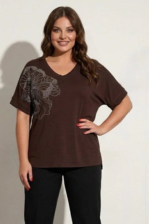 Koszulka damska plus size z koronką 1428-23