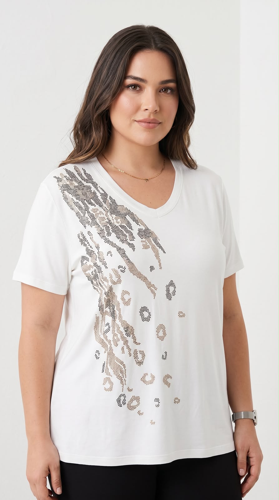 Koszulka damska plus size z koronką 1428-23