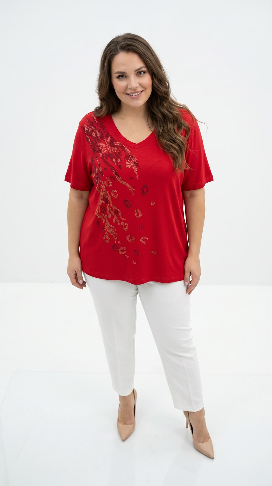Koszulka damska plus size z koronką 1428-23