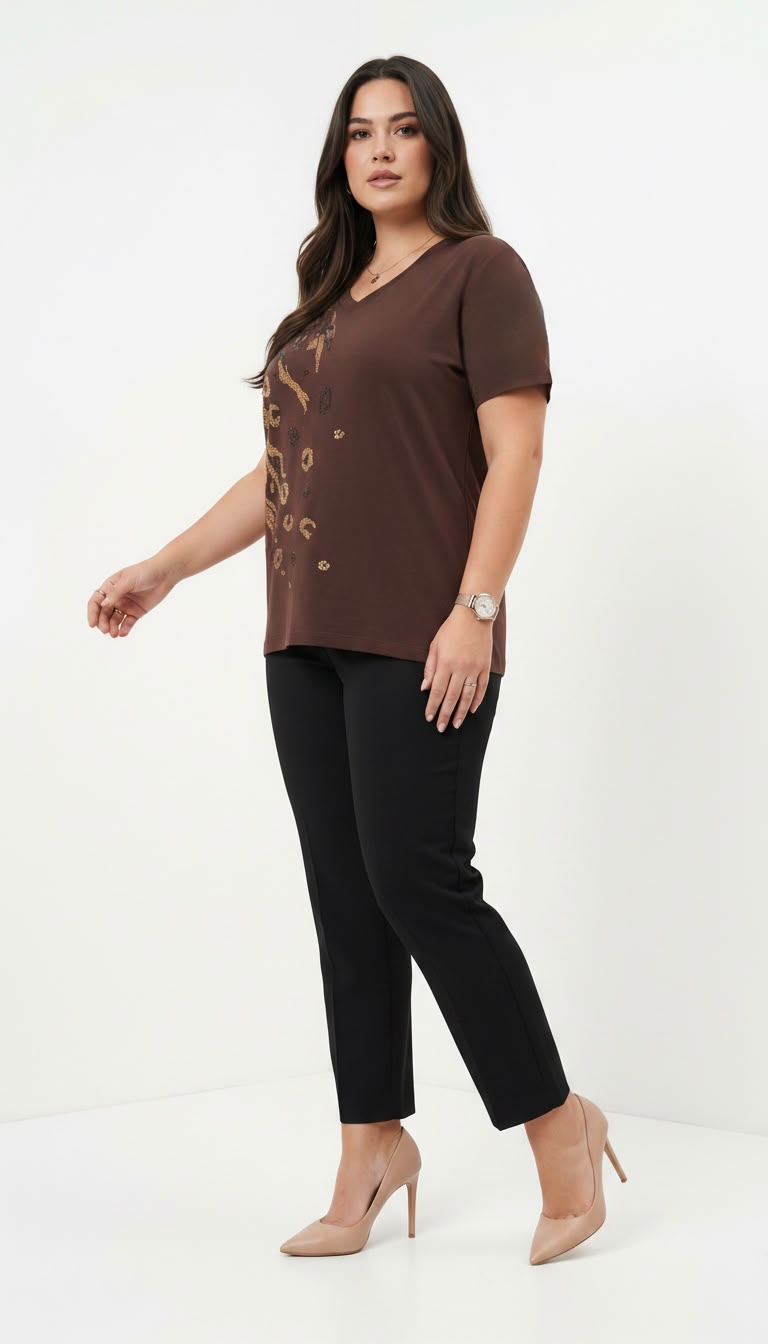 Koszulka damska plus size z koronką 1428-23