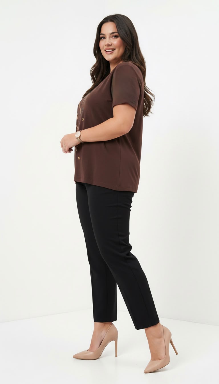Koszulka damska plus size z koronką 1428-23