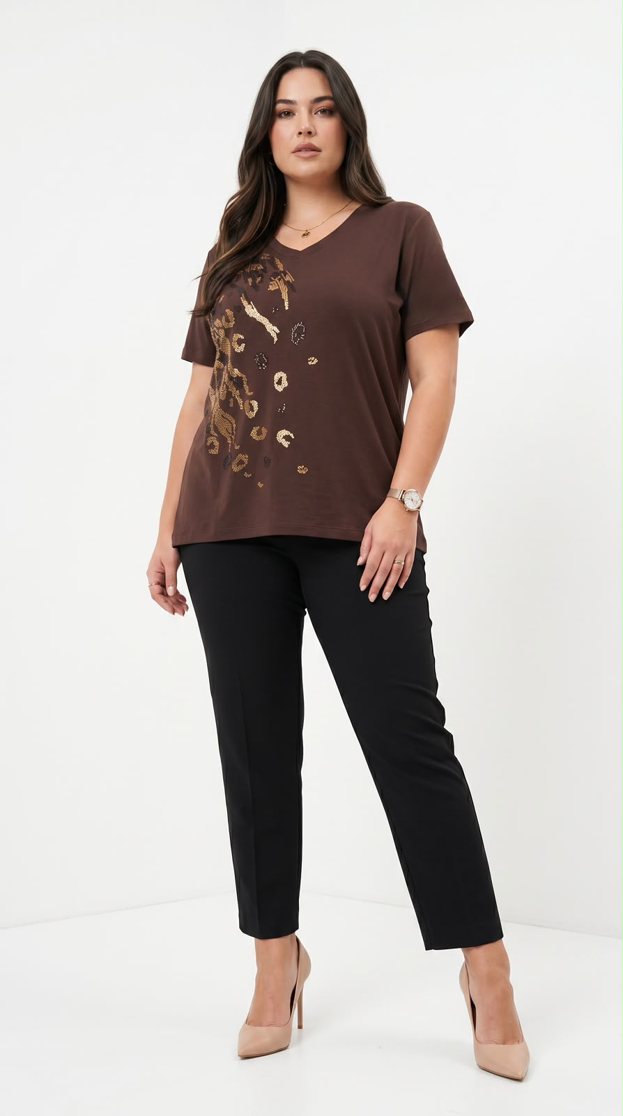 Koszulka damska plus size z koronką 1428-23