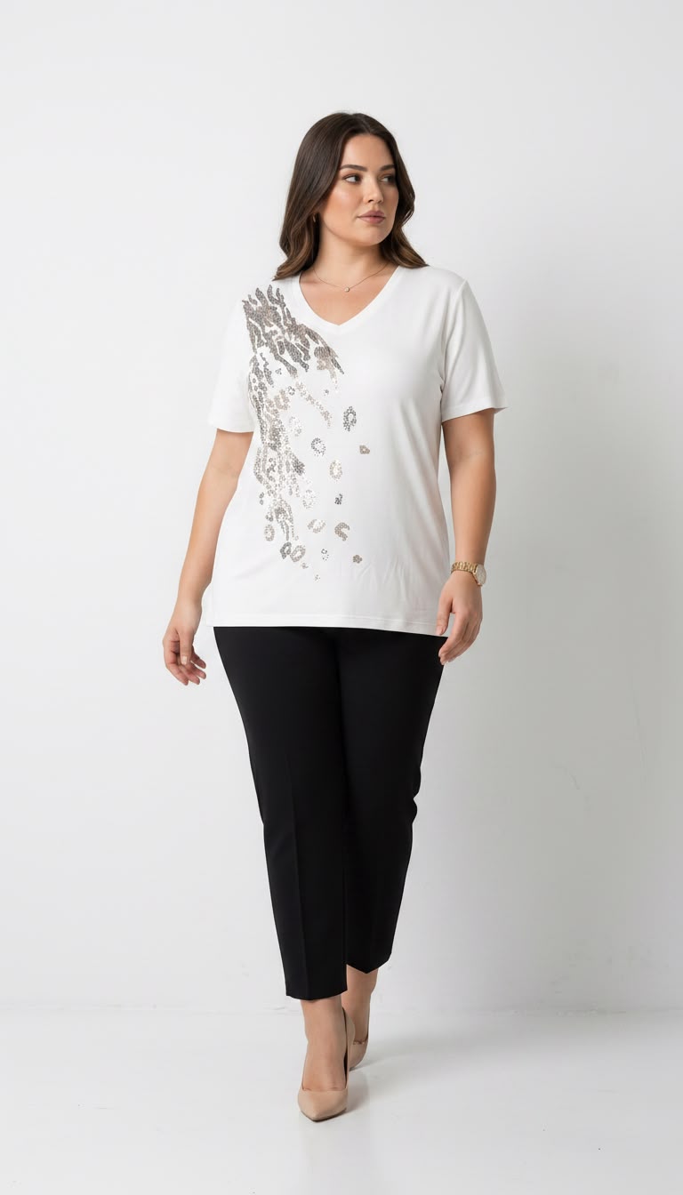 Koszulka damska plus size z koronką 1428-23