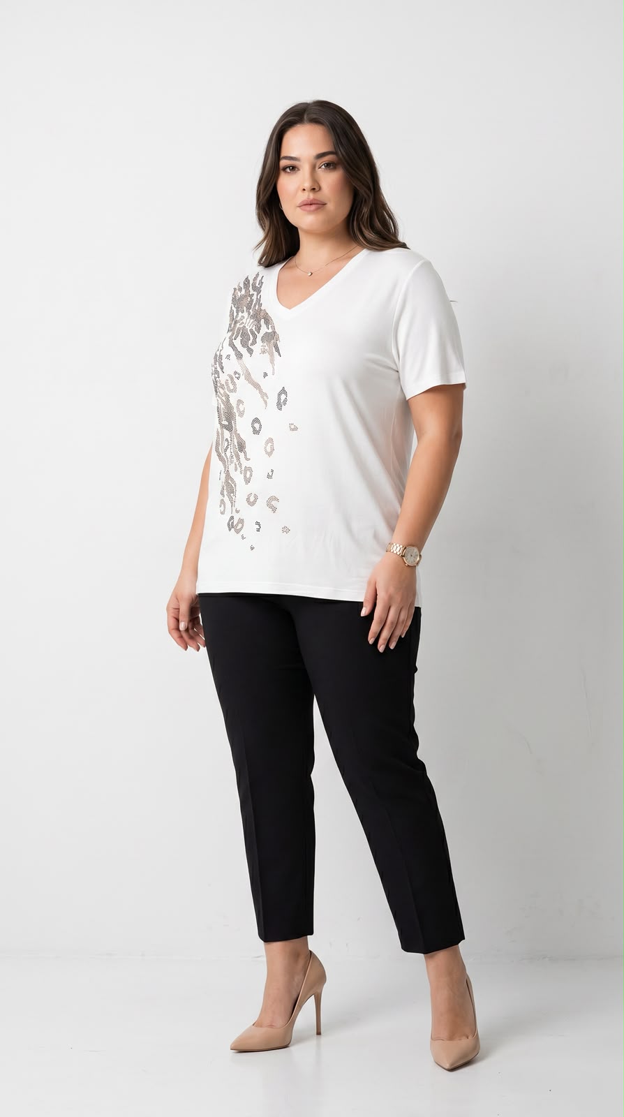 Koszulka damska plus size z koronką 1428-23