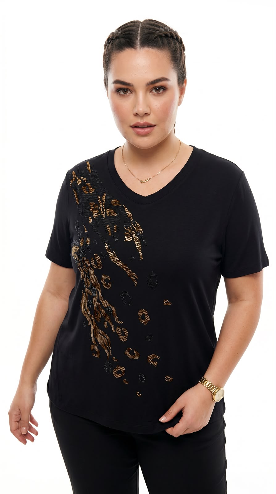 Koszulka damska plus size z koronką 1428-23