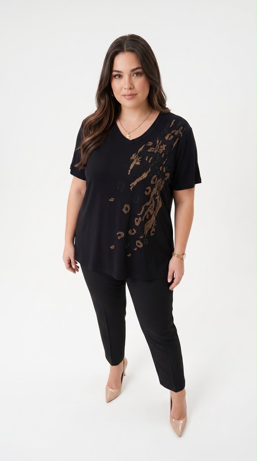 Koszulka damska plus size z koronką 1428-23