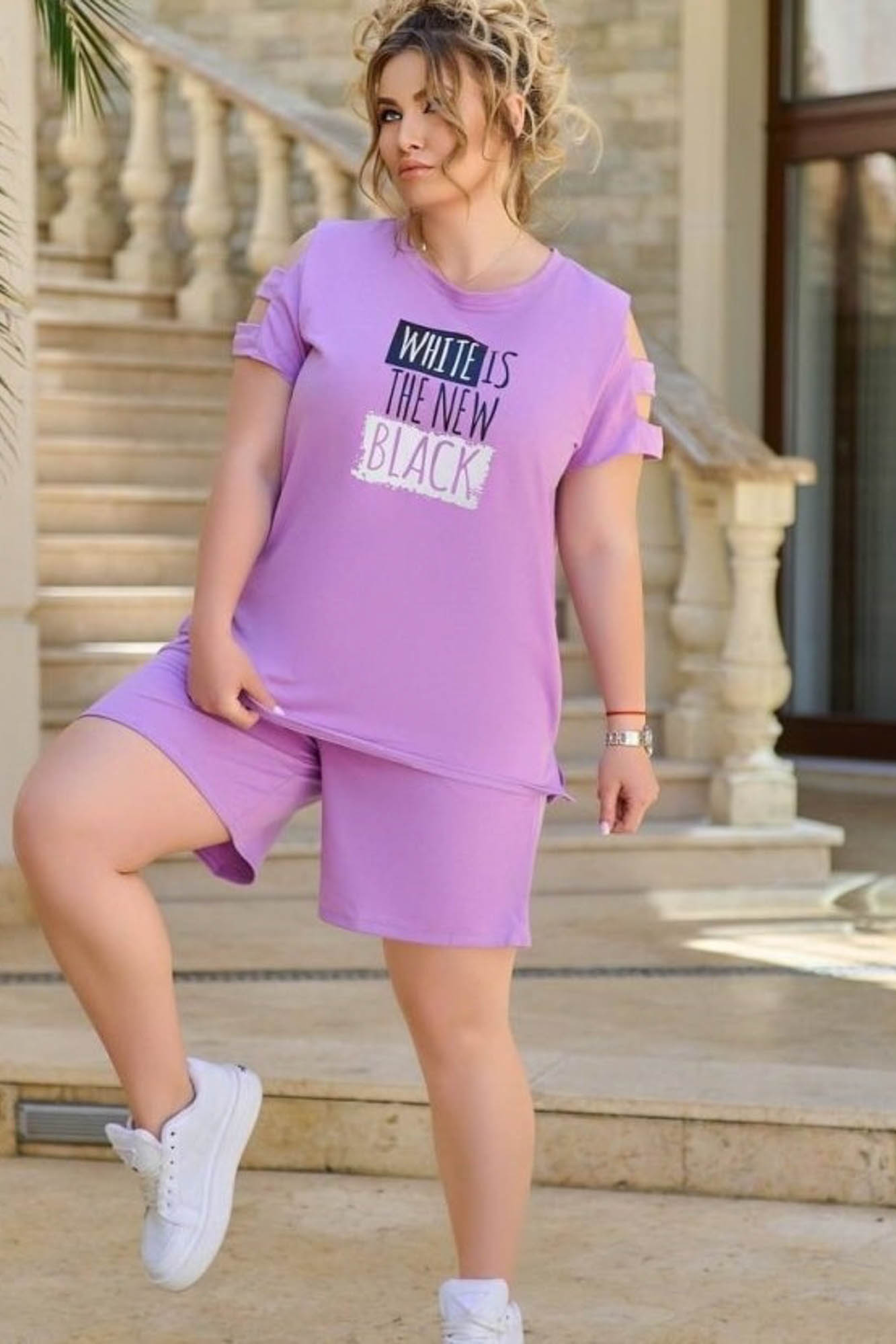 Dres damski plus size Biały 3802-23