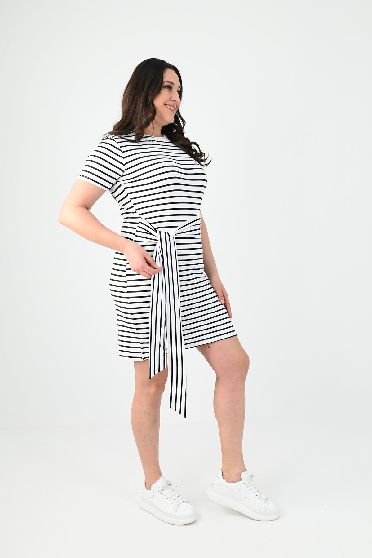 Sukienka damska w paski plus size 5082
