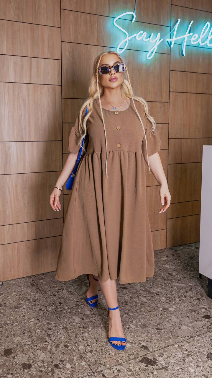Sukienka damska plus size z guzikami i kieszeniami naszywanymi 5241-24 
