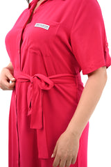 Sukienka damska plus size z guzikami i kieszeniami naszywanymi 5246