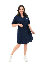 Sukienka damska plus size z guzikami i kieszeniami naszywanymi 5246