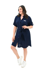Sukienka damska plus size z guzikami i kieszeniami naszywanymi 5246