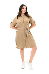 Sukienka damska plus size z guzikami i kieszeniami naszywanymi 5246