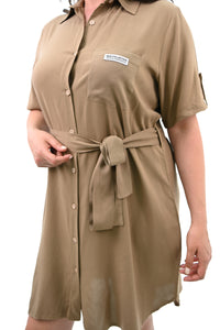 Sukienka damska plus size z guzikami i kieszeniami naszywanymi 5246