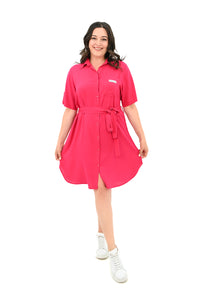 Sukienka damska plus size z guzikami i kieszeniami naszywanymi 5246
