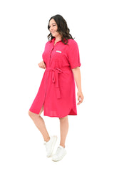 Sukienka damska plus size z guzikami i kieszeniami naszywanymi 5246