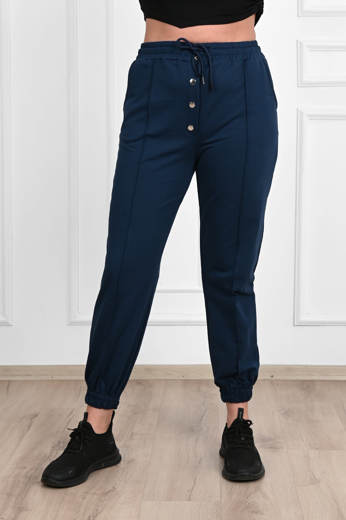 Pantaloni dama marimi mari cu elastic in talie, Spodnie dresowe damskie w dużych rozmiarach 6055-23, bigsize.ro